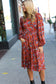 Just For Me Rust Ditzy Floral Fit & Flare Midi Dress