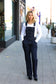 Just For You Dark Denim High Waist Wide Leg Overalls