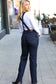 Just For You Dark Denim High Waist Wide Leg Overalls