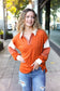 Falling For You Rust Color Block Collared French Terry Top