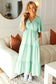 Mint Elastic V Neck Tiered Maxi Dress