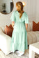 Mint Elastic V Neck Tiered Maxi Dress