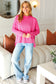 Fuchsia Mineral Wash Rib Pullover Top