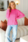 Fuchsia Mineral Wash Rib Pullover Top