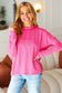 Fuchsia Mineral Wash Rib Pullover Top