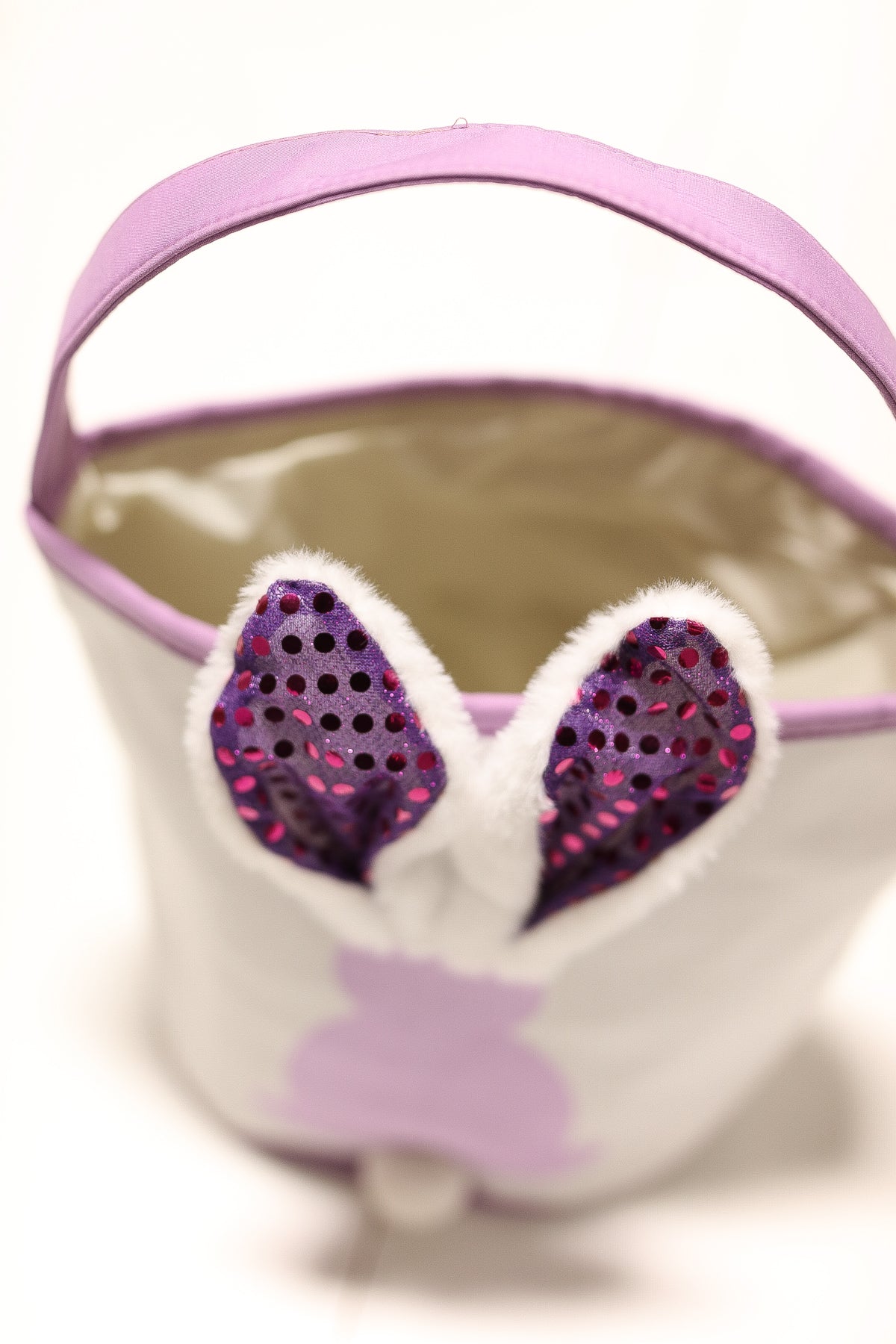 Lavender Light-Up Bunny Ears Easter Basket Canvas Tote