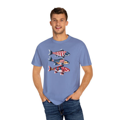 Patriotic Crew Neck Men's Fish T-shirt