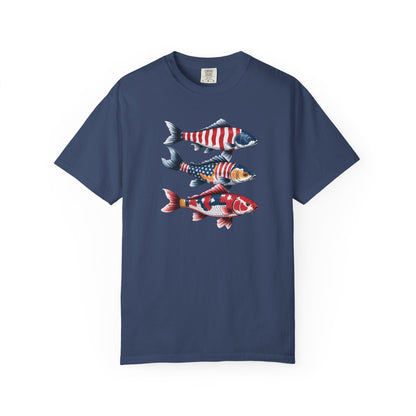 Patriotic Crew Neck Men's Fish T-shirt