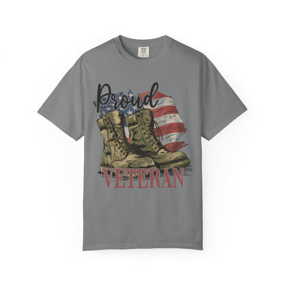 Proud Veteran Tee, Military Tribute Shirt, Unisex Garment-Dyed T-shirt, Veteran's Day Gift, Proudly Wear Your Service
