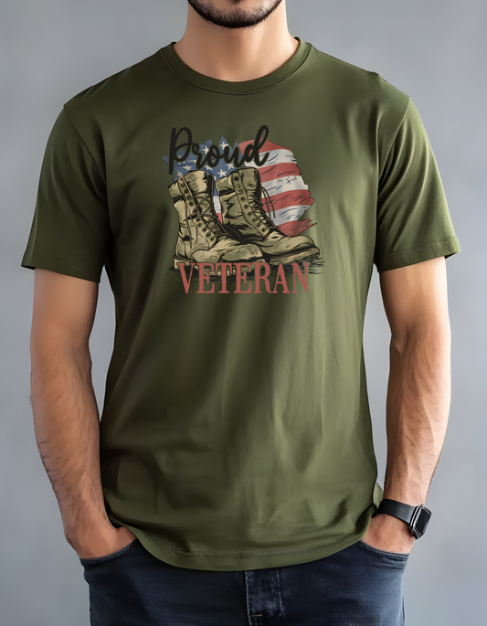 Proud Veteran Tee, Military Tribute Shirt, Unisex Garment-Dyed T-shirt, Veteran's Day Gift, Proudly Wear Your Service