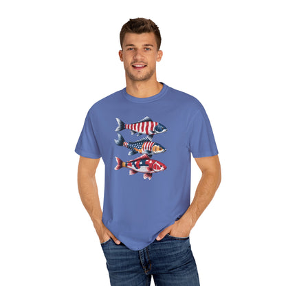 Patriotic Crew Neck Men's Fish T-shirt