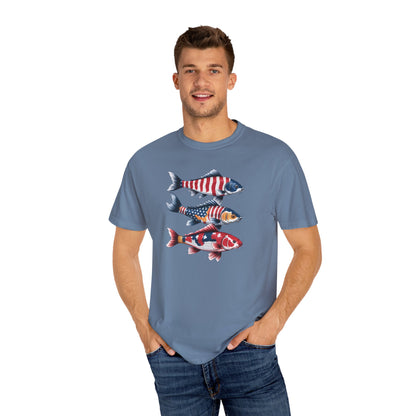 Patriotic Crew Neck Men's Fish T-shirt