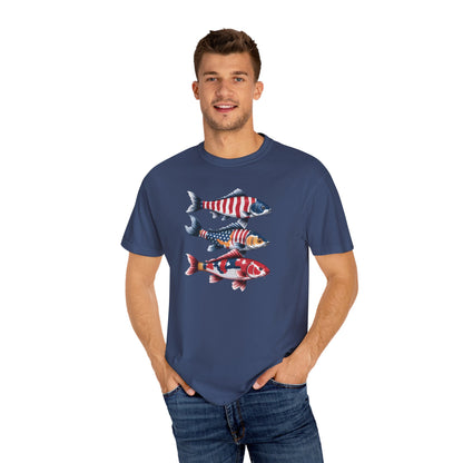 Patriotic Crew Neck Men's Fish T-shirt