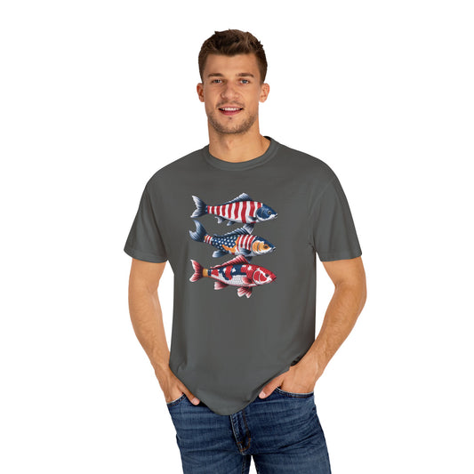 Patriotic Crew Neck Men's Fish T-shirt