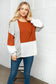 Two Tone Hacci Color Block Sweater Top