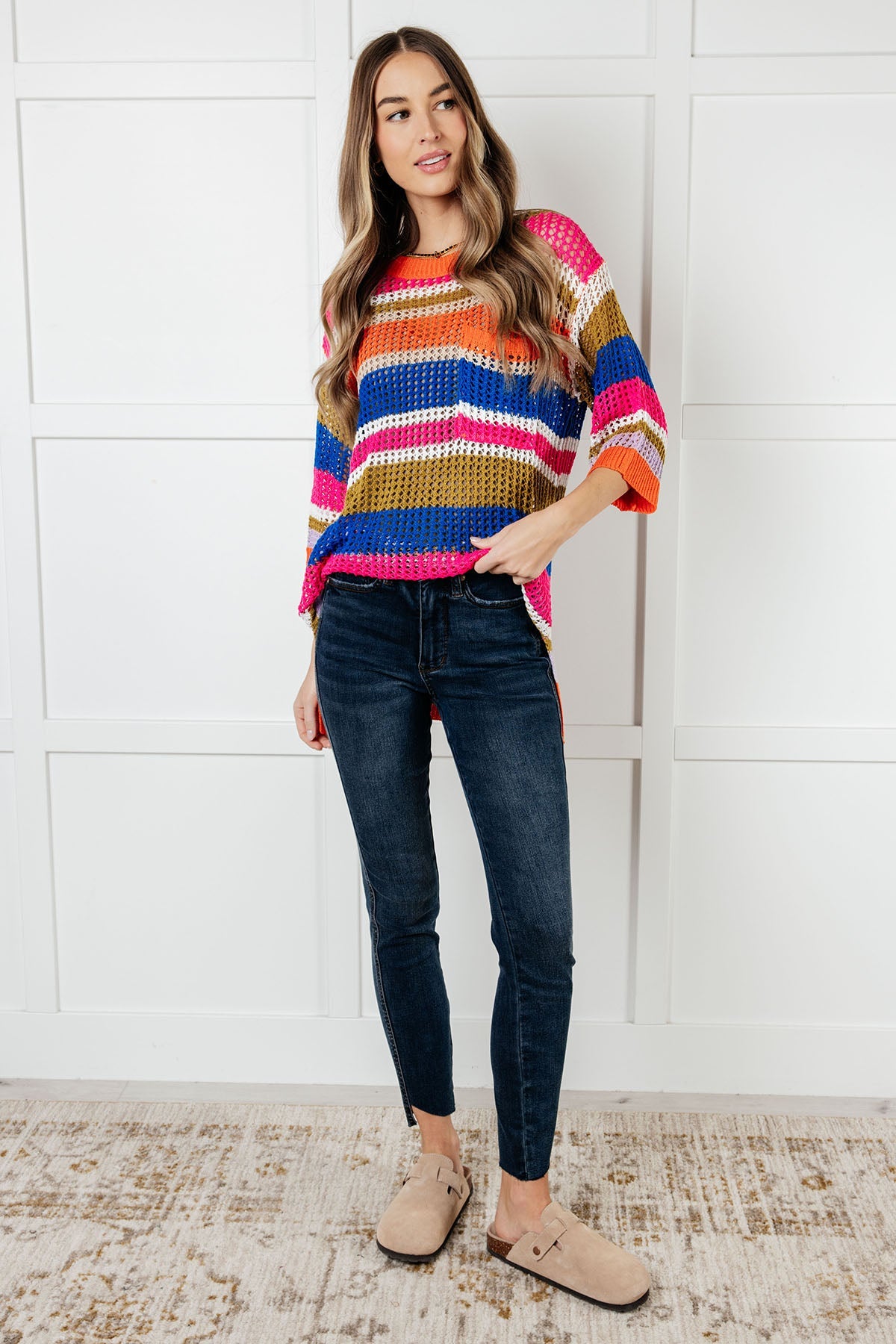 Deep Thoughts Striped Loose Knit Top