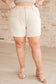 Greta High Rise Garment Dyed Shorts in Bone