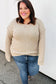 Dueling Dreams Taupe Distressed V Neck Sweater