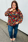 Magenta & Rust Boho Floral Bubble Sleeve Top