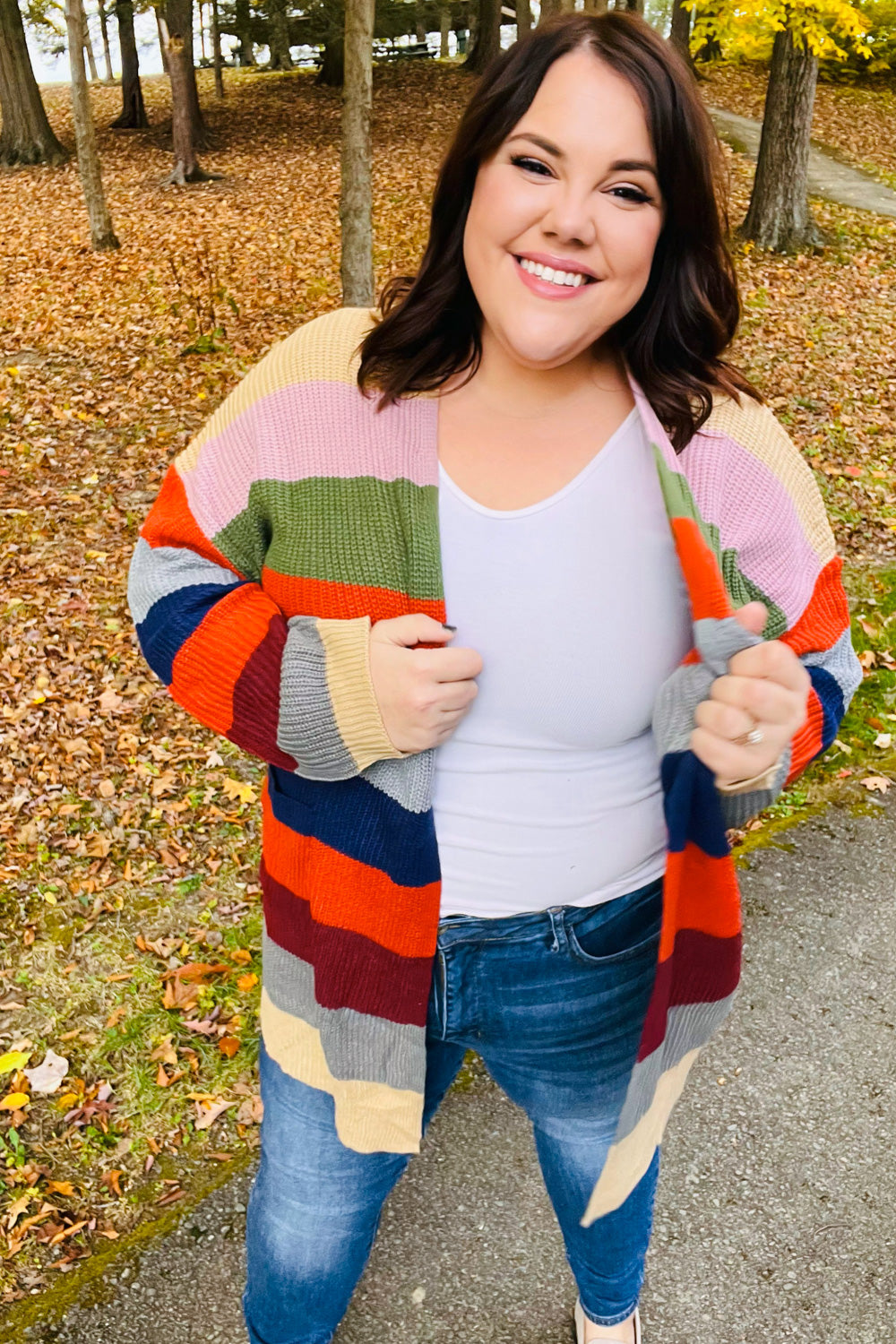 Just A Dream Multicolor Striped Slouchy Open Cardigan