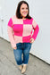 Pink/Blush Checkerboard Outseam Colorblock Sweater Top