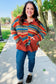 Casual Living Rust & Teal Striped Two Tone Knit Pocketed Top