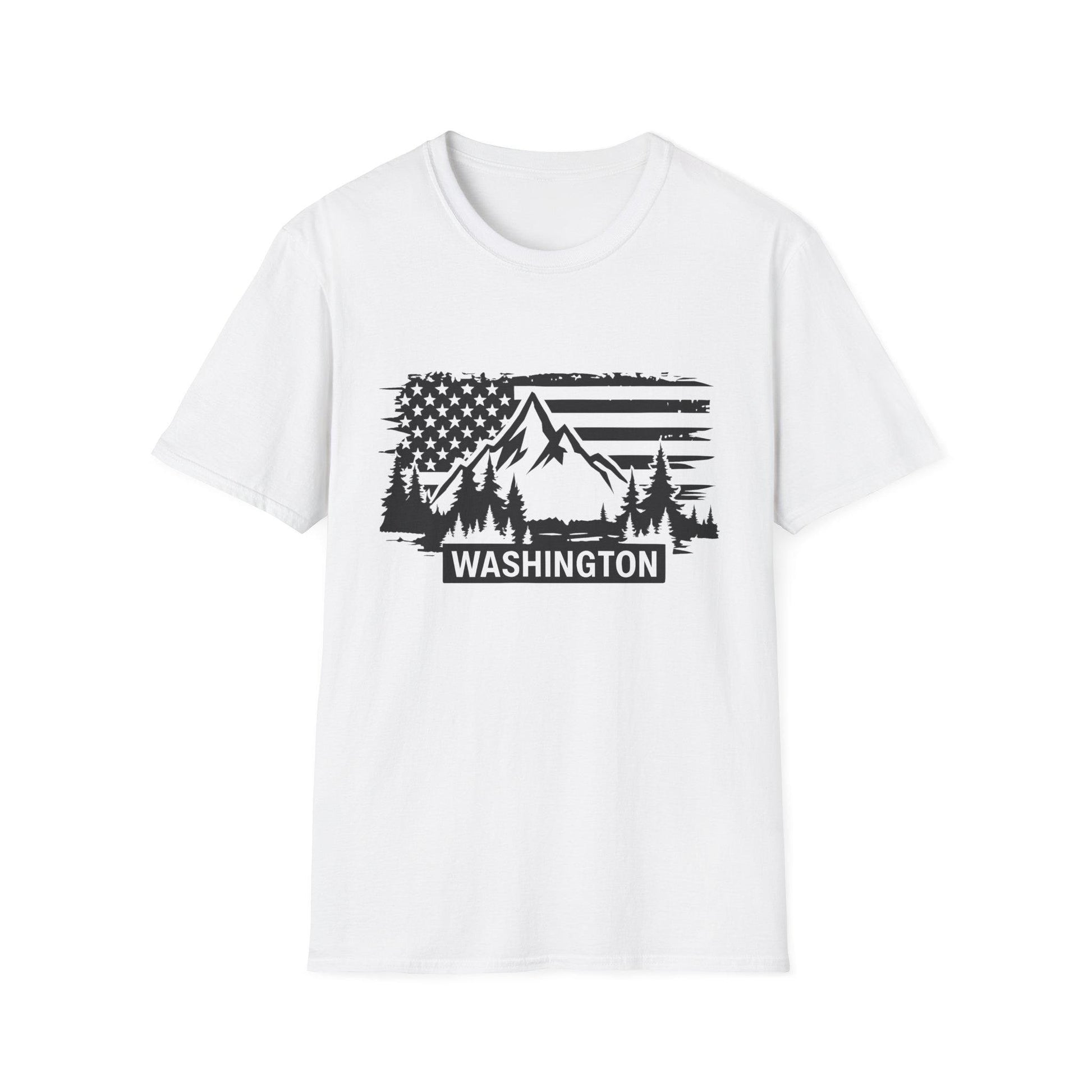 Washington Adventure Unisex T-Shirt | Mountain & Flag Design, Camping Gear, Travel Gift, Nature Lover Tee, Patriotic Apparel