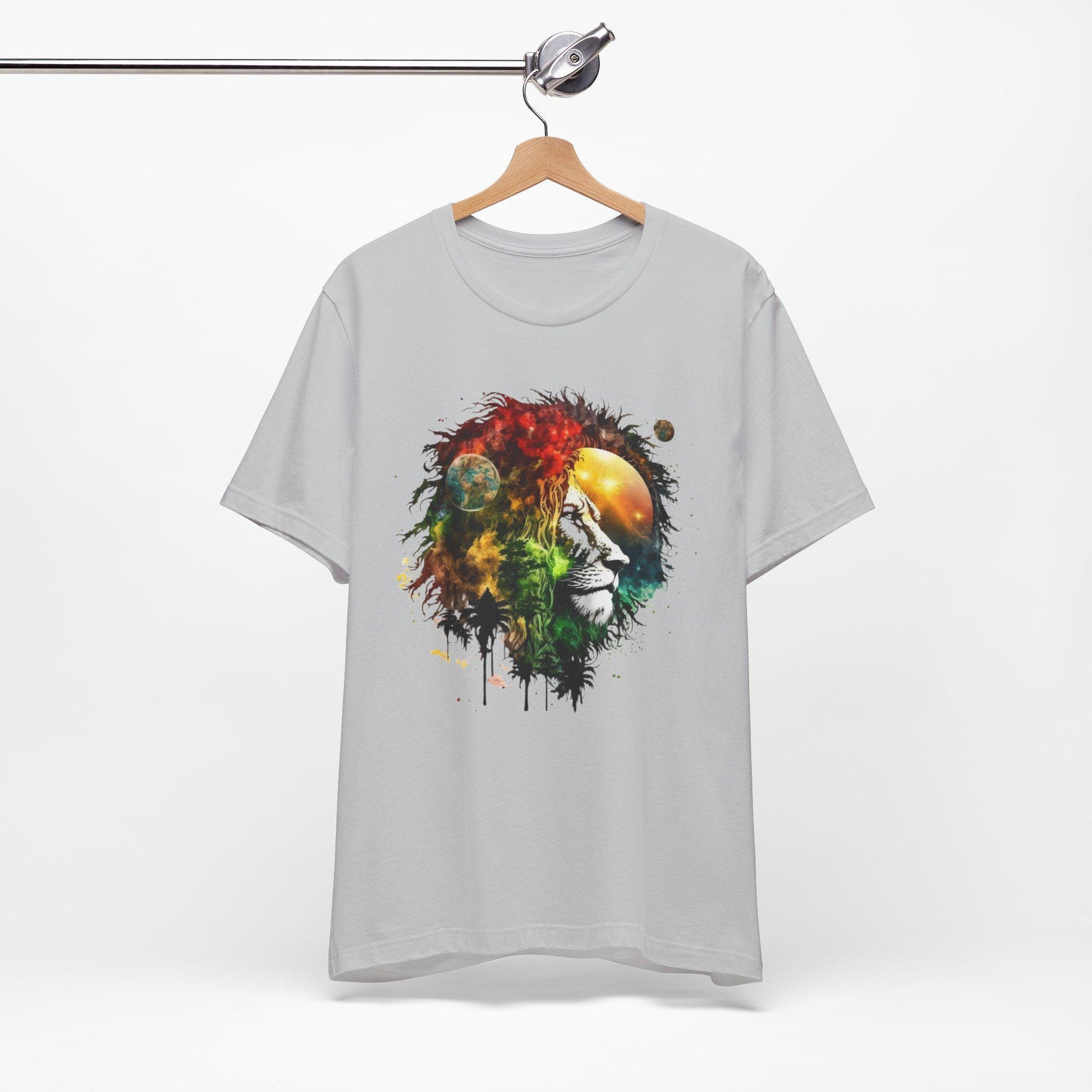 Cosmic Lion T-Shirt, Space Nebula Tee, Galaxy Animal Shirt, Celestial Vibes Top, Astronomy Graphic Tee
