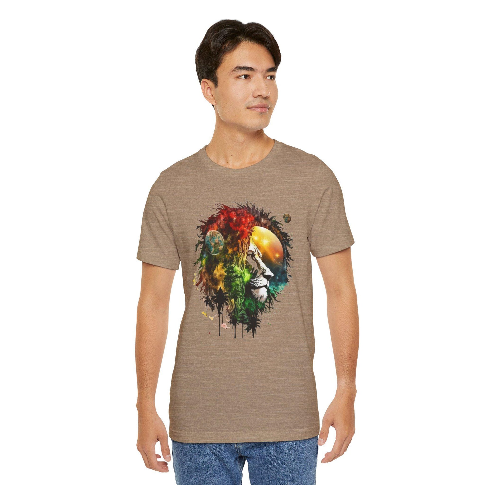 Cosmic Lion T-Shirt, Space Nebula Tee, Galaxy Animal Shirt, Celestial Vibes Top, Astronomy Graphic Tee