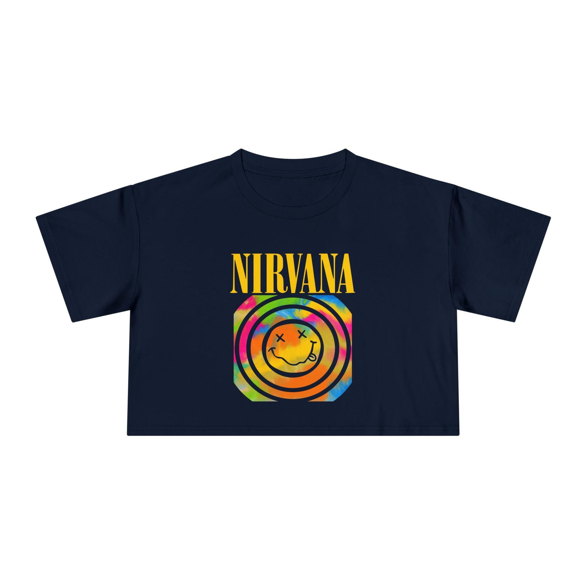 Nirvana Inspired Women's Crop Tee, Vintage T-Shirt, Grunge Fashion Top, Festival Wear, Music Lover Gift, Retro Style Clothing