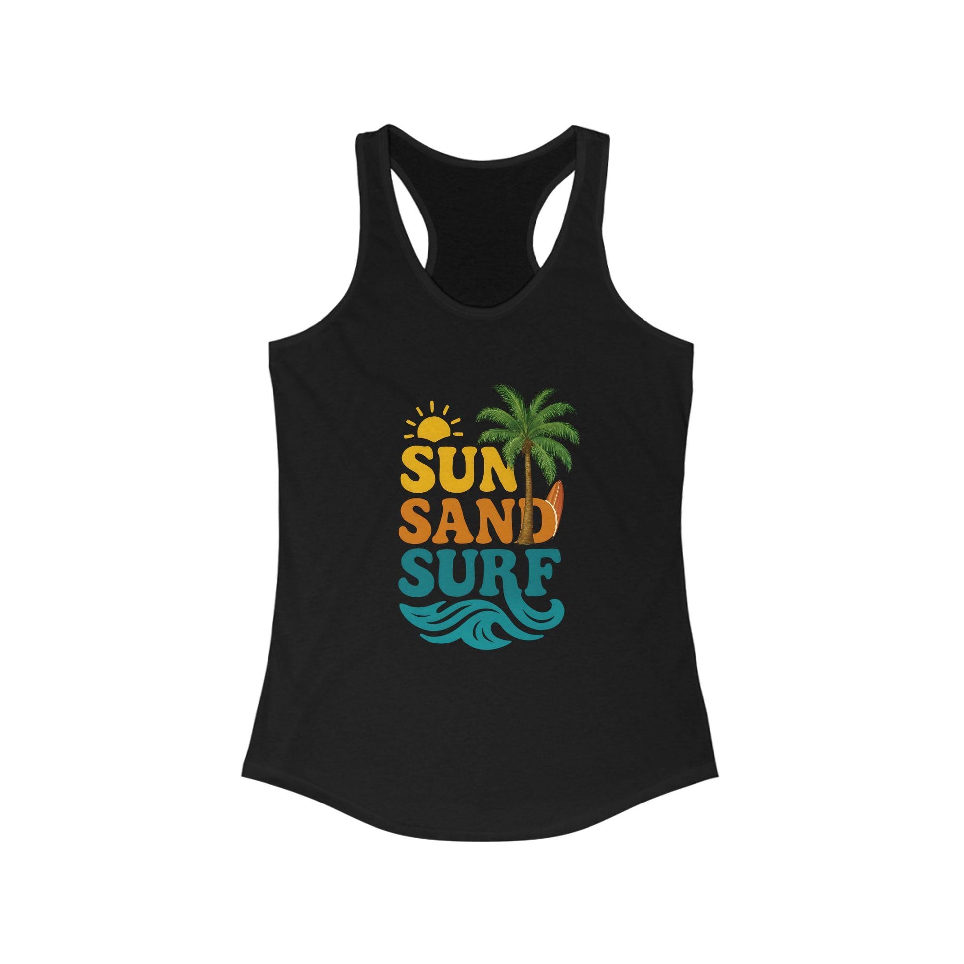 Women's Summer Tank Top with "Sun Sand Surf" Design - Beachwear, Vacation Outfit, Gift for Her, Casual Wear, Activewear