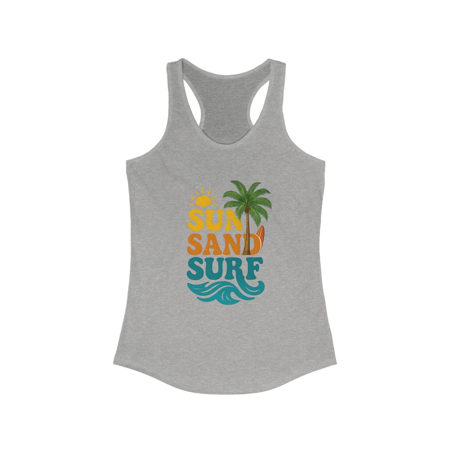 Women's Summer Tank Top with "Sun Sand Surf" Design - Beachwear, Vacation Outfit, Gift for Her, Casual Wear, Activewear