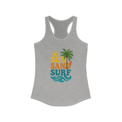 Women's Summer Tank Top with "Sun Sand Surf" Design - Beachwear, Vacation Outfit, Gift for Her, Casual Wear, Activewear