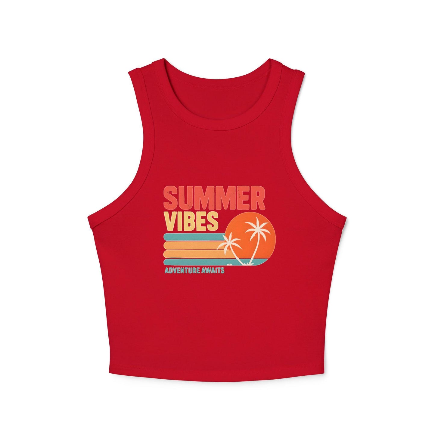 Summer Vibes Racer Tank Top, Women's Summer Top, Beach Wear, Vacation Outfit, Festival Apparel, Motivational Workout Top