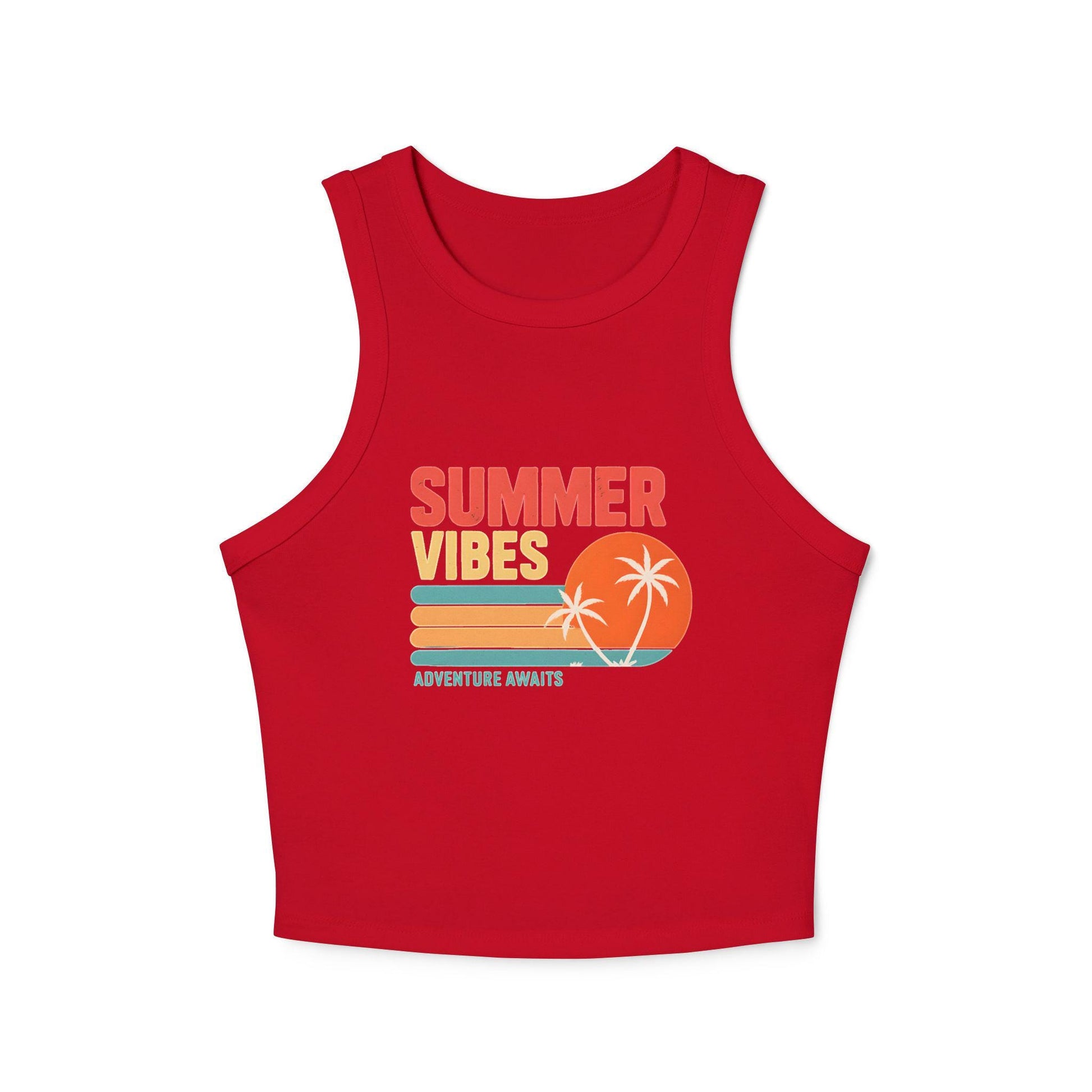 Summer Vibes Racer Tank Top, Women's Summer Top, Beach Wear, Vacation Outfit, Festival Apparel, Motivational Workout Top