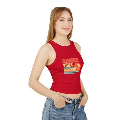 Summer Vibes Racer Tank Top, Women's Summer Top, Beach Wear, Vacation Outfit, Festival Apparel, Motivational Workout Top