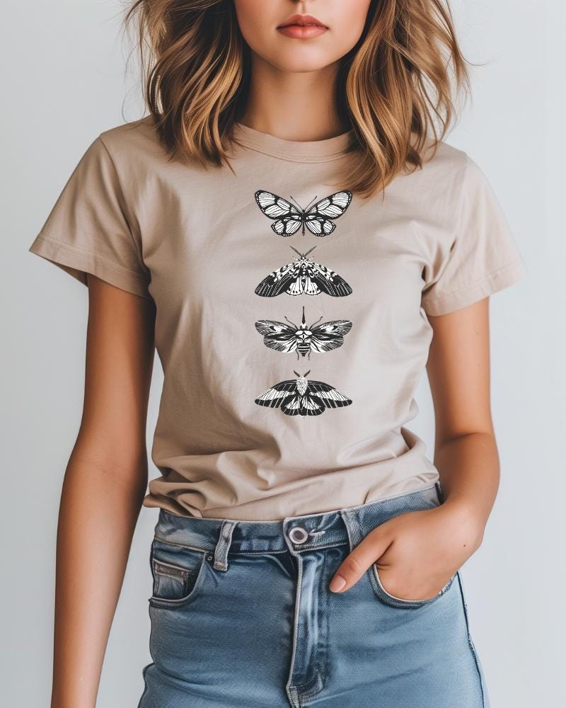 Minimalist Butterfly Graphic Tee for Nature Enthusiasts, Stylish Casual Shirt, Gift for Eco Lovers, Unisex Casualwear