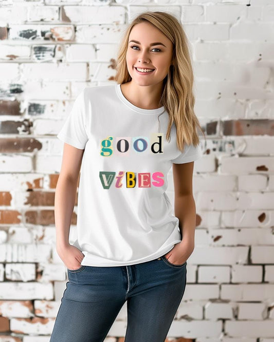 Good Vibes Unisex Tee, Positive Affirmation Shirt, Fun Graphic T-Shirt, Gift for Friends, Casual Wear, Summer Essentials