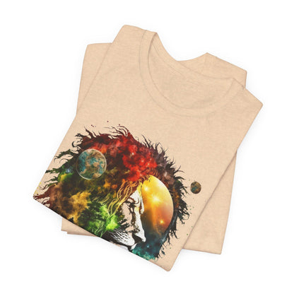 Cosmic Lion T-Shirt, Space Nebula Tee, Galaxy Animal Shirt, Celestial Vibes Top, Astronomy Graphic Tee