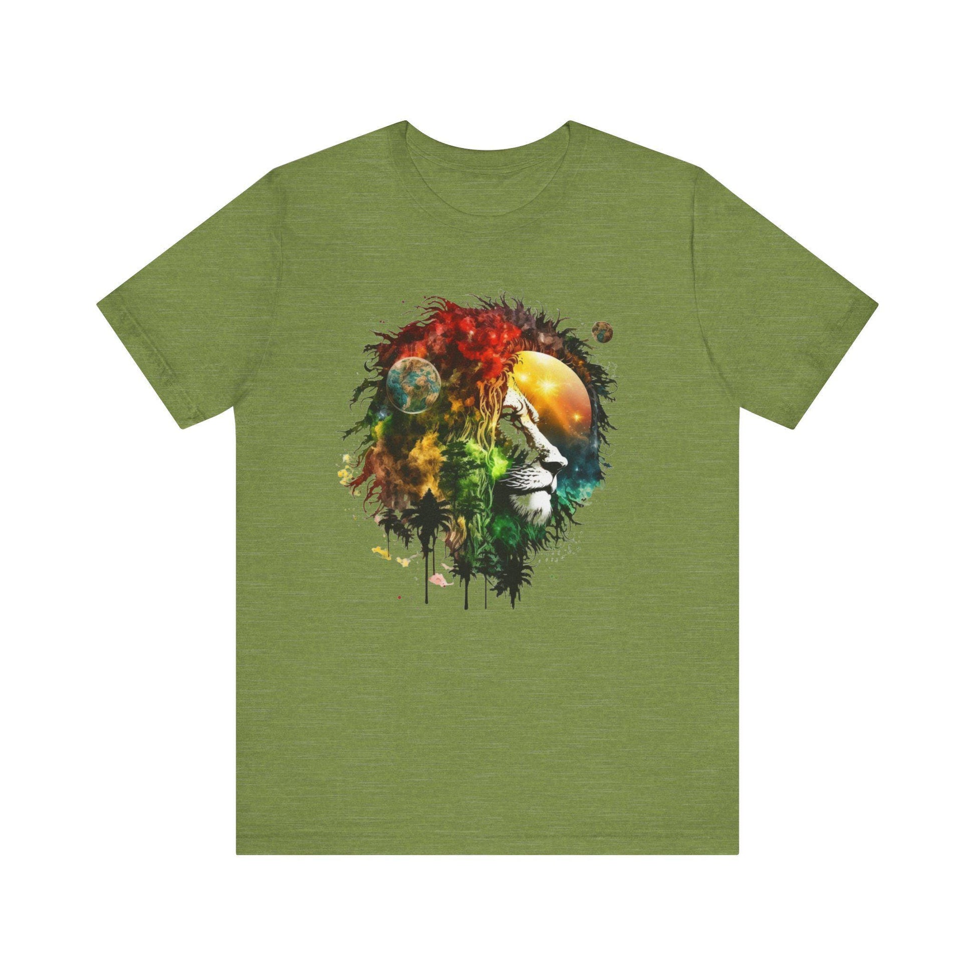 Cosmic Lion T-Shirt, Space Nebula Tee, Galaxy Animal Shirt, Celestial Vibes Top, Astronomy Graphic Tee