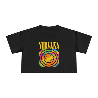 Nirvana Inspired Women's Crop Tee, Vintage T-Shirt, Grunge Fashion Top, Festival Wear, Music Lover Gift, Retro Style Clothing
