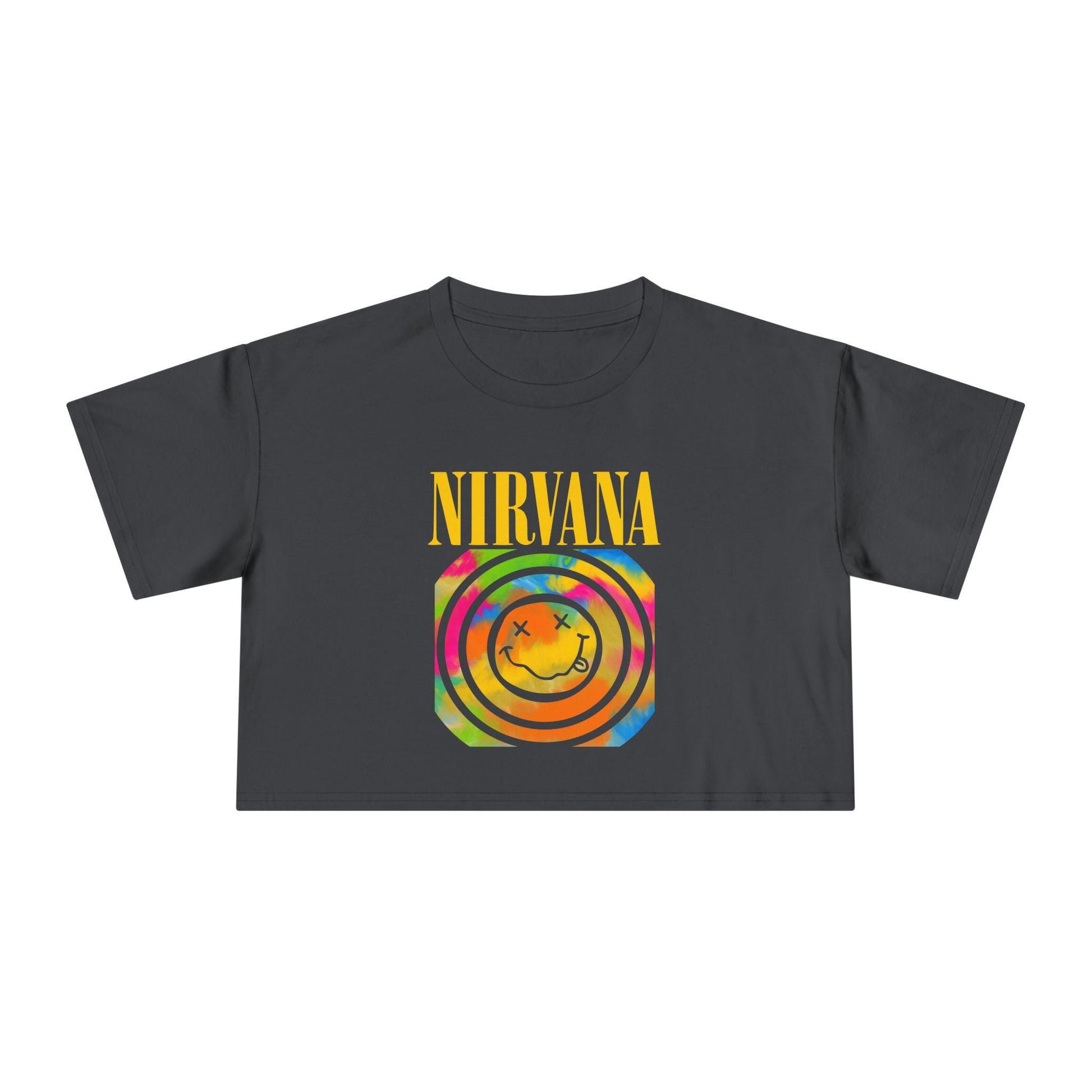 Nirvana Inspired Women's Crop Tee, Vintage T-Shirt, Grunge Fashion Top, Festival Wear, Music Lover Gift, Retro Style Clothing