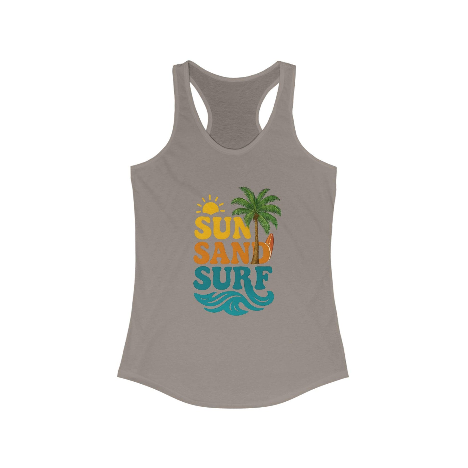 Women's Summer Tank Top with "Sun Sand Surf" Design - Beachwear, Vacation Outfit, Gift for Her, Casual Wear, Activewear