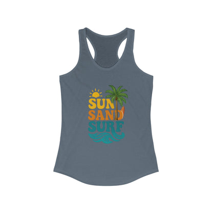Women's Summer Tank Top with "Sun Sand Surf" Design - Beachwear, Vacation Outfit, Gift for Her, Casual Wear, Activewear