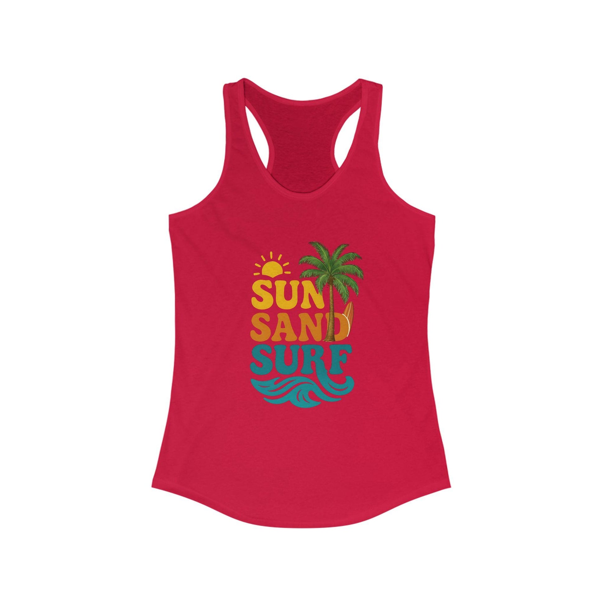 Women's Summer Tank Top with "Sun Sand Surf" Design - Beachwear, Vacation Outfit, Gift for Her, Casual Wear, Activewear