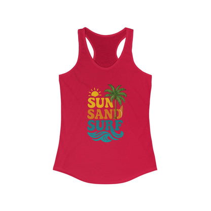 Women's Summer Tank Top with "Sun Sand Surf" Design - Beachwear, Vacation Outfit, Gift for Her, Casual Wear, Activewear