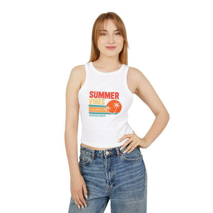 Summer Vibes Racer Tank Top, Women's Summer Top, Beach Wear, Vacation Outfit, Festival Apparel, Motivational Workout Top