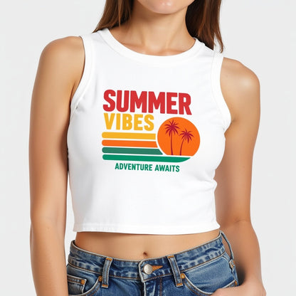 Summer Vibes Racer Tank Top, Women's Summer Top, Beach Wear, Vacation Outfit, Festival Apparel, Motivational Workout Top