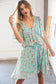 Teal Chiffon Ruffle V Neck Back Tie Lined Dress