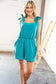 Teal Chiffon Shoulder Tie Detail Elastic Waist Romper